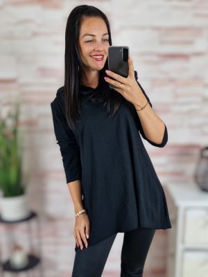 Kapucnis, hátul hosszított, pamut tunika S-M-L