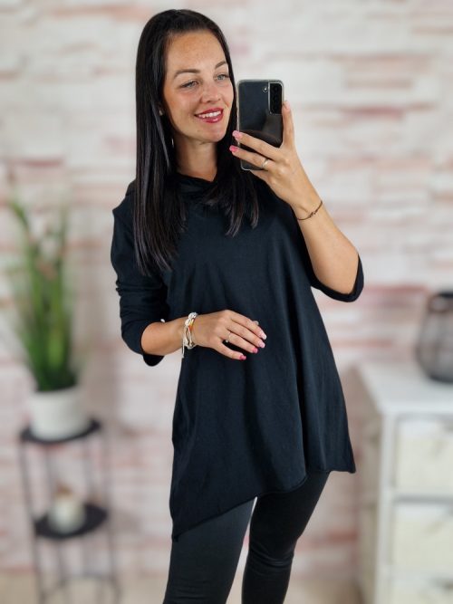 Kapucnis, hátul hosszított, pamut tunika S-M-L