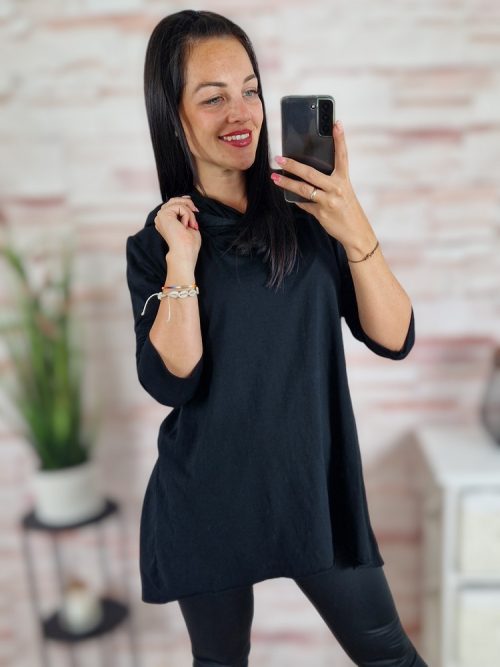 Kapucnis, hátul hosszított, pamut tunika S-M-L