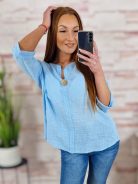 Hátul hosszított, díszgombos, lenes anyagú felső M-L-XL