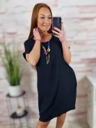 Nyakláncos, csípőnél zsebes, rövid ujjú ruha L-XL