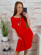 Nyakláncos, csípőnél zsebes, rövid ujjú ruha L-XL