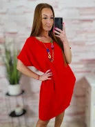 Nyakláncos, csípőnél zsebes, rövid ujjú ruha L-XL