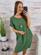 Nyakláncos, csípőnél zsebes, rövid ujjú ruha L-XL