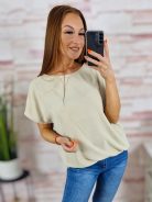 Rövid ujjú, gumis aljú, kereknyakú felső M-L