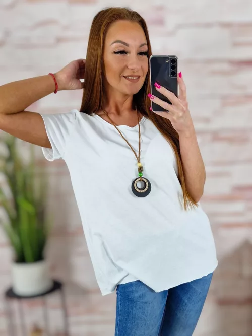 Hátul hosszított, rövid ujjú, 100% pamut felső M-L
