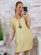 Nyakláncos, pamut és viszkóz anyagú, rövid ujjú ruha L-XL