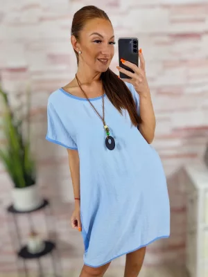   Nyakláncos, pamut és viszkóz anyagú, rövid ujjú ruha L-XL