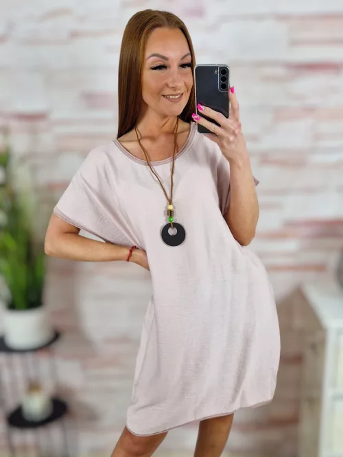 Nyakláncos, pamut és viszkóz anyagú, rövid ujjú ruha L-XL