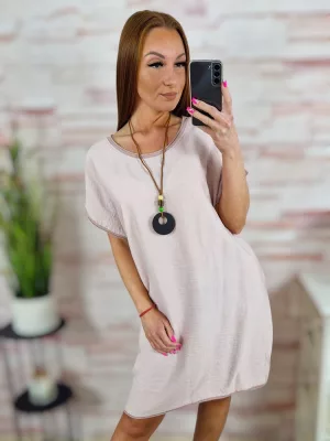   Nyakláncos, pamut és viszkóz anyagú, rövid ujjú ruha L-XL