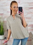 Gumis aljú, rövid ujjú, v nyakú felső M-L