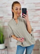 Gumis aljú, rövid ujjú, v nyakú felső M-L