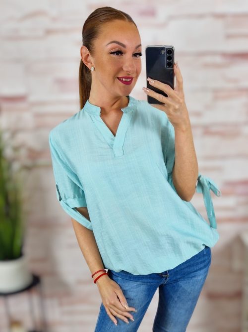 Gumis aljú, rövid ujjú, v nyakú felső M-L