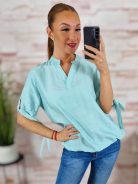 Gumis aljú, rövid ujjú, v nyakú felső M-L