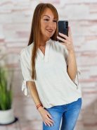 Gumis aljú, rövid ujjú, v nyakú felső M-L