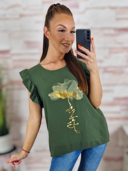 Virágmintás, pillangó ujjú, nyári felső M-L