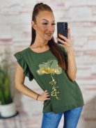 Virágmintás, pillangó ujjú, nyári felső M-L