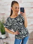 Mintás, fodros és rövid ujjú felső L-XL