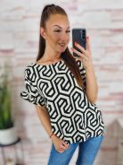 Mintás, fodros és rövid ujjú felső L-XL