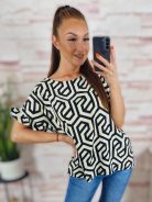 Mintás, fodros és rövid ujjú felső L-XL