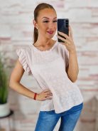 Pillangó ujjú, elején áttört hímzéses, 100% pamut felső M-L