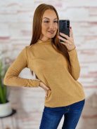 Félgarbós nyakú, gépi kötött anyagú, hosszú ujjú felső S-M-L