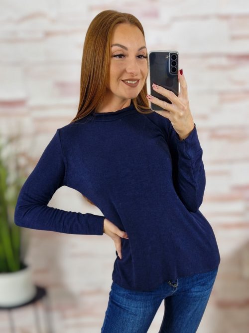 Félgarbós nyakú, gépi kötött anyagú, hosszú ujjú felső S-M-L