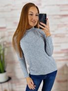 Félgarbós nyakú, gépi kötött anyagú, hosszú ujjú felső S-M-L