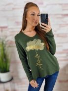 Mintás, gépi kötött anyagú, hosszú ujjú felső M-L