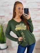 Mintás, gépi kötött anyagú, hosszú ujjú felső M-L