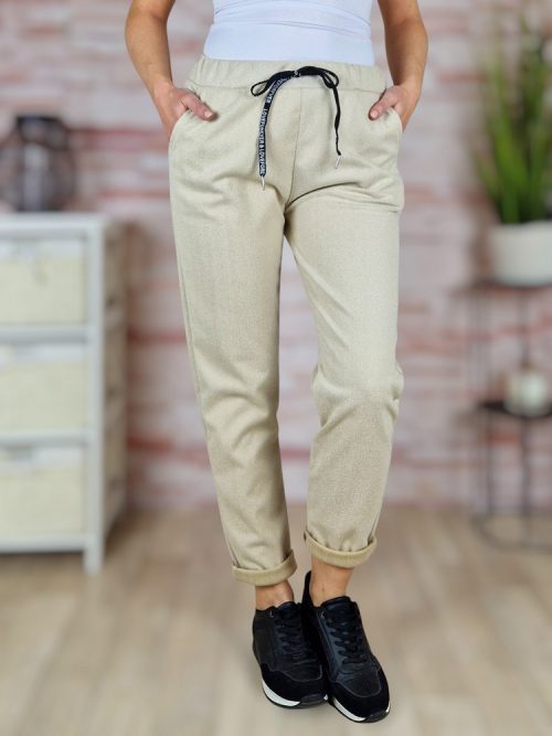 Gumis derekú, megkötős, vastagabb anyagú nadrág M-L