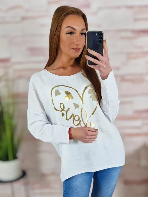 Szív mintás, hátul hosszított, pamut és viszkóz anyagú felső L-XL