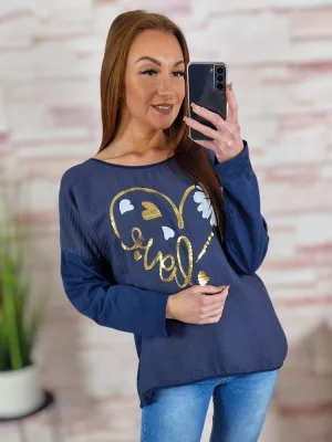   Szív mintás, hátul hosszított, pamut és viszkóz anyagú felső L-XL