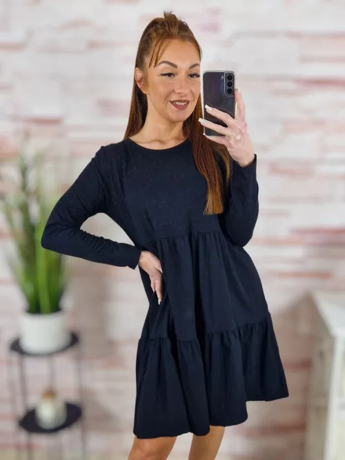 Fodros aljú, hosszú ujjú, pamut ruha S-M-L