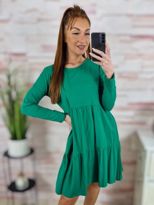 Fodros aljú, hosszú ujjú, pamut ruha S-M-L