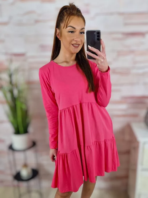 Fodros aljú, hosszú ujjú, pamut ruha S-M-L