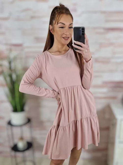 Fodros aljú, hosszú ujjú, pamut ruha S-M-L