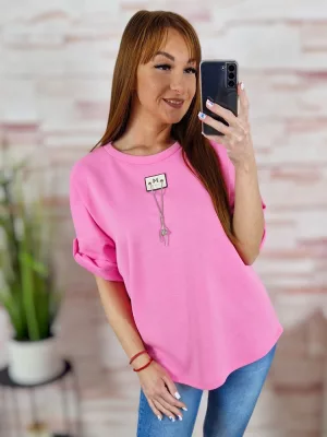   Láncos díszítésű, ejtett vállú, roll-up ujjú felső M-L