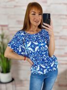 Mintás, gumis aljú, rövid ujjú felső M-L