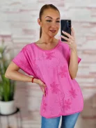 Virágmintás hímzett díszítésű, rövid ujjú felső L-XL