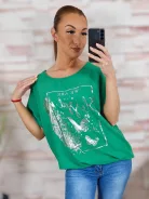 Mintás, rövid ujjú, gumis aljú felső M-L
