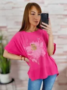 Virágmintás, hátul hosszított, rövid ujjú felső L-XL