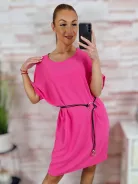 Rövid ujjú, egyenes fazonú, öves ruha M-L-XL