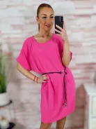 Rövid ujjú, egyenes fazonú, öves ruha M-L-XL
