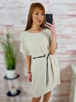 Rövid ujjú, egyenes fazonú, öves ruha M-L-XL