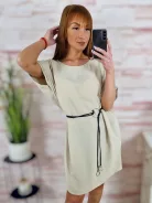 Rövid ujjú, egyenes fazonú, öves ruha M-L-XL