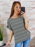 Mintás, fodros és rövid ujjú felső L-XL