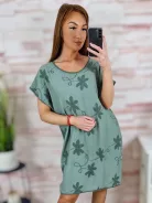 Virágmintás, pamut és viszkóz anyagú, rövid ujjú ruha L-XL