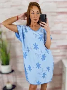 Virágmintás, pamut és viszkóz anyagú, rövid ujjú ruha L-XL