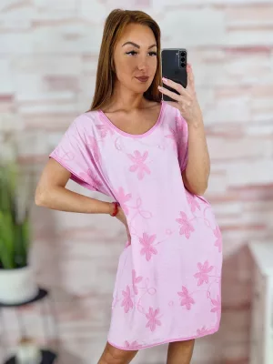   Virágmintás, pamut és viszkóz anyagú, rövid ujjú ruha L-XL